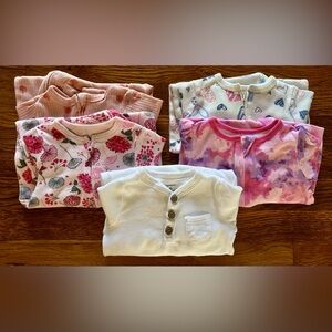 Mixed Brand One-Piece Footie Pajamas Lot of 5 Baby Girls Size 6-9M